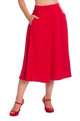 Banned Retro 1940's Strawberry Red Swing Skirt
