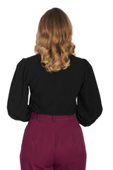 BANNED Bonnie 1940s Vintage Style Blouse with Balloon Sleeves