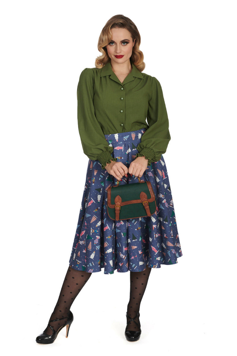 BANNED Bonnie 1940s Vintage Style Blouse with Balloon Sleeves