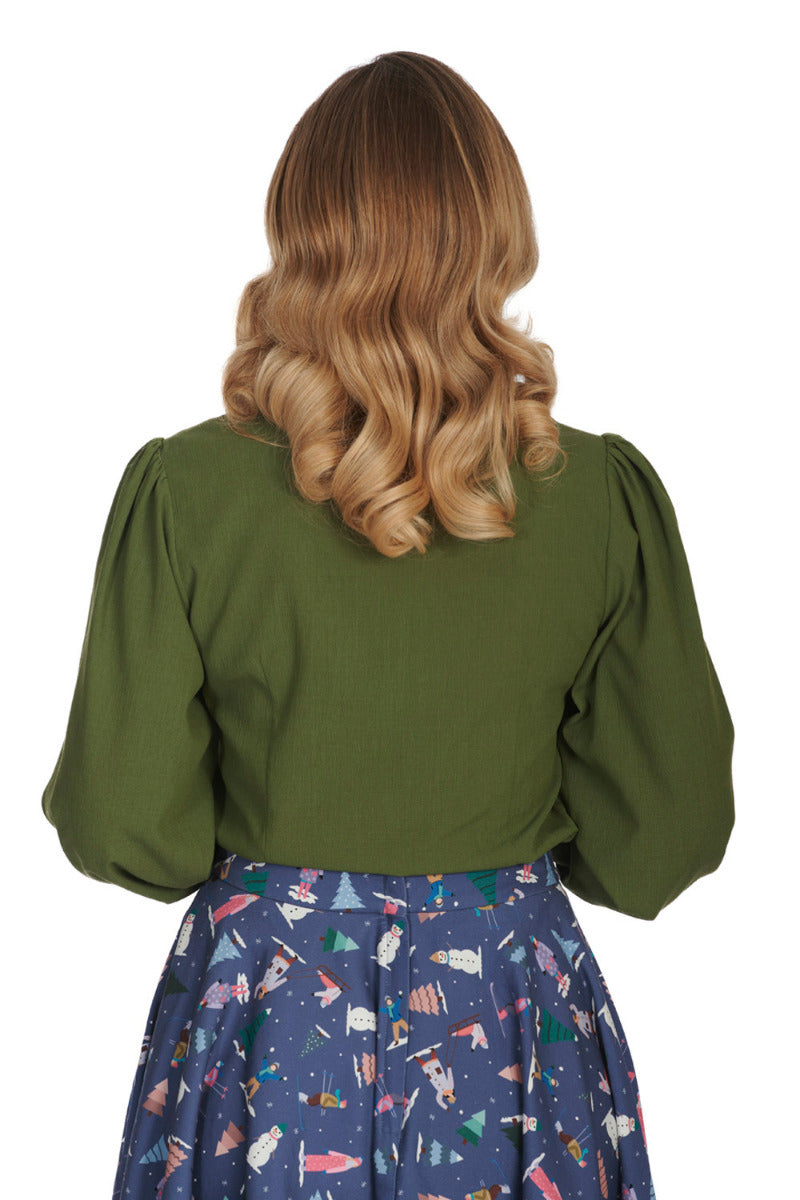 BANNED Bonnie 1940s Vintage Style Blouse with Balloon Sleeves