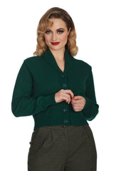 Banned Violet 40s/50s Crop Cardigan - Retro Style Shawl Collar Button-Up