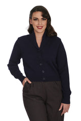 Banned Violet 40s/50s Crop Cardigan - Retro Style Shawl Collar Button-Up