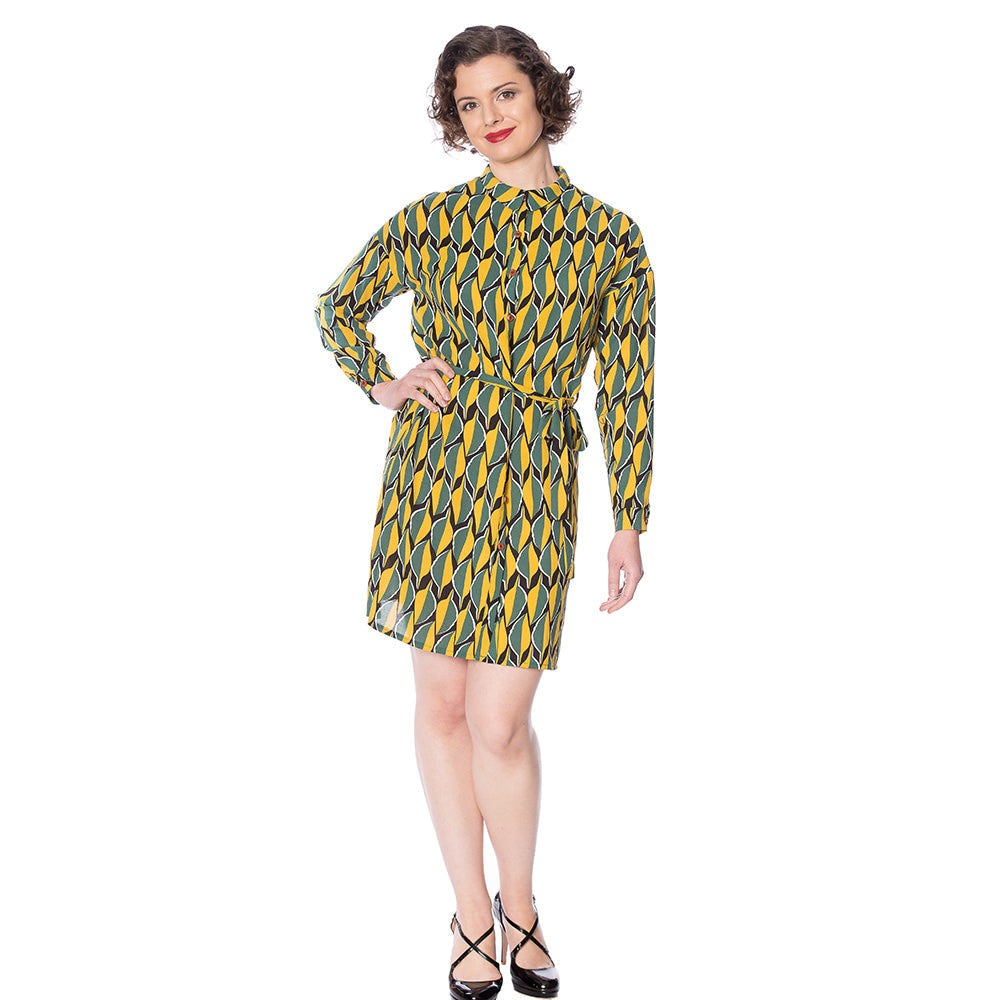 20's LEAVES SHIRTDRESS