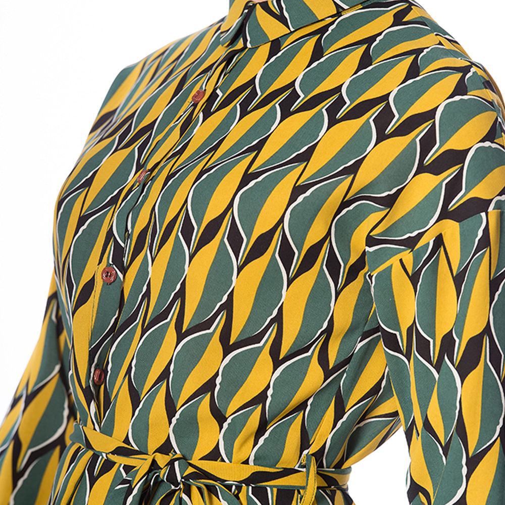 20's LEAVES SHIRTDRESS