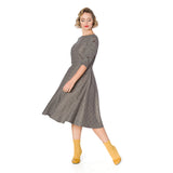 LET'S LIBRARY CHEEKY CHECK FIT AND FLARE DRESS