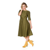 LET'S LIBRARY CHEEKY CHECK FIT AND FLARE DRESS