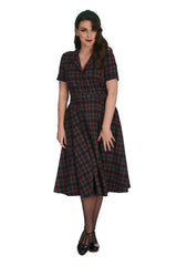 MERRY HOLIDAYS BUTTON COLLAR DRESS
