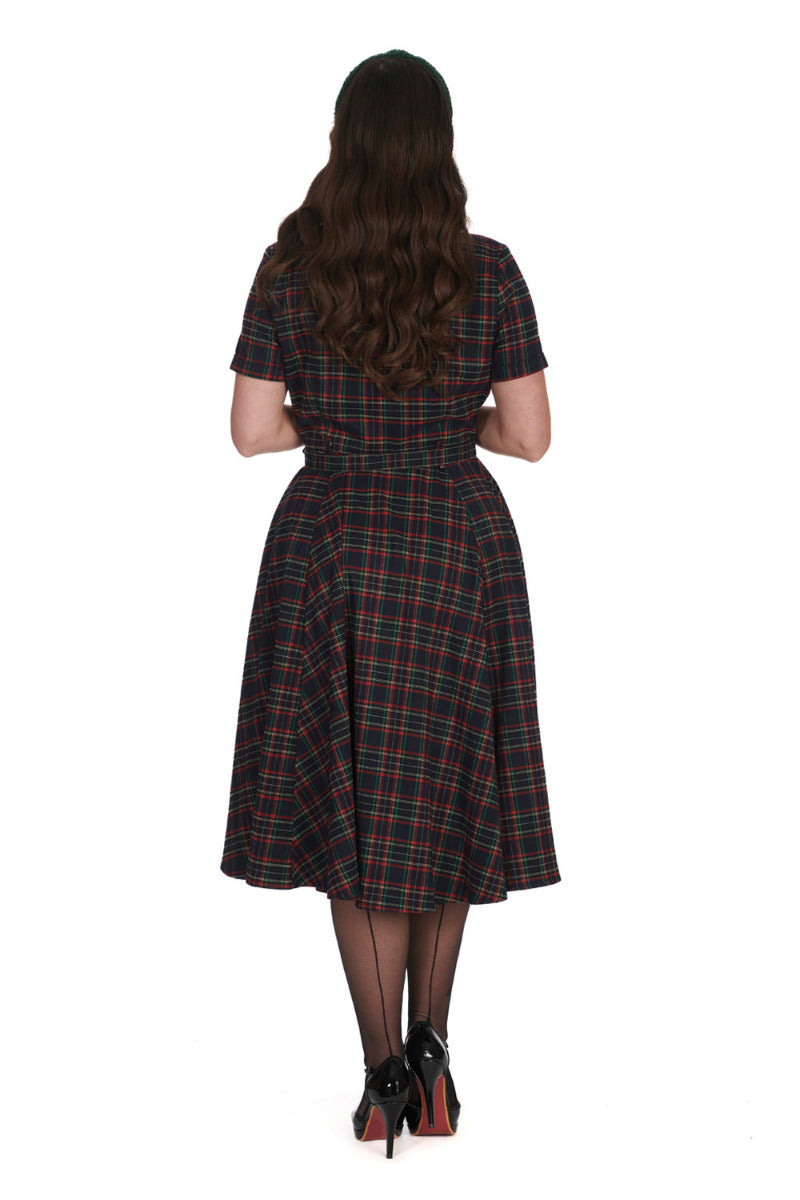 MERRY HOLIDAYS BUTTON COLLAR DRESS