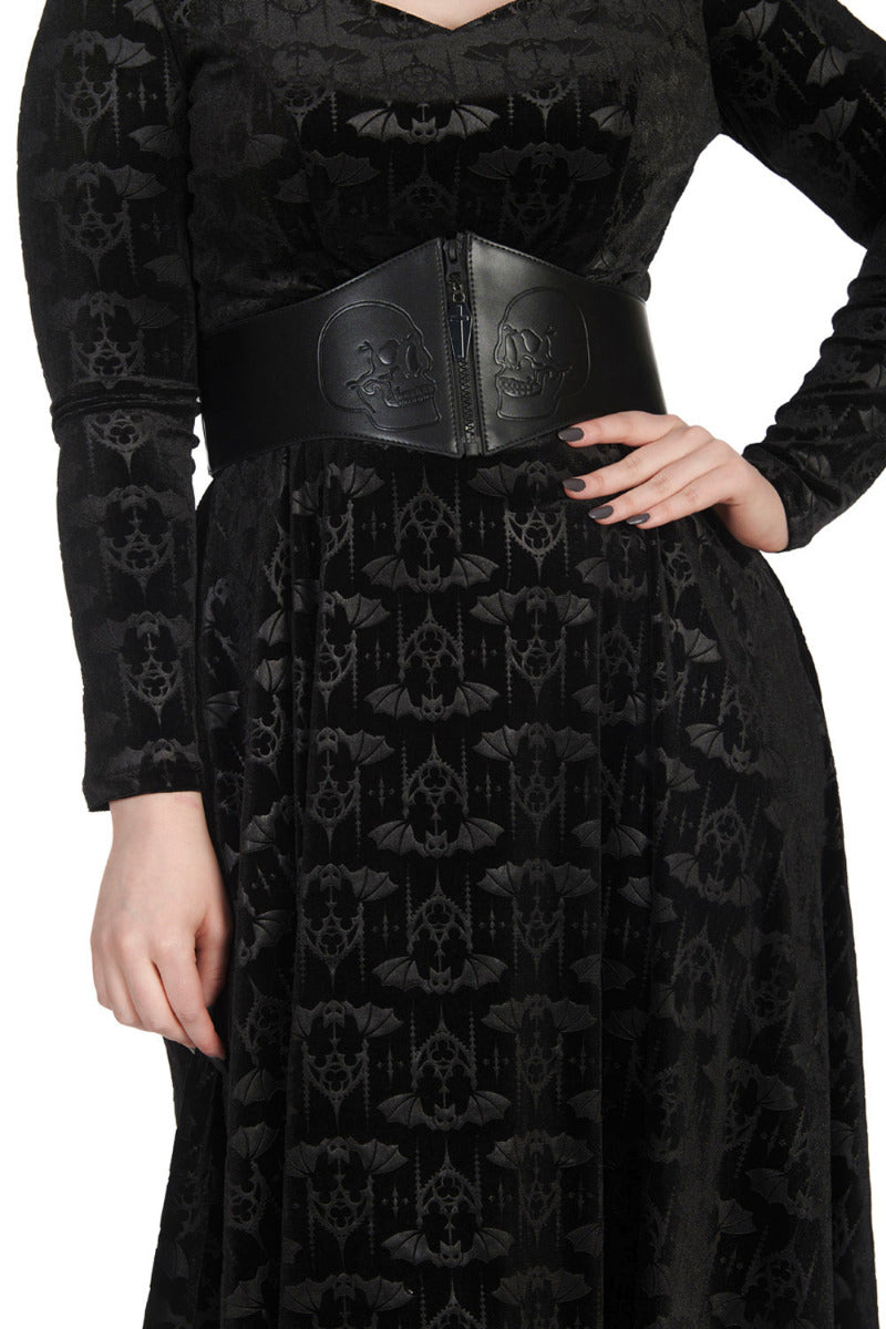 VELVET BAT FIT & FLARE DRESS