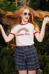 Banned Retro 70's Joshua Tree Rainbow Didi Crew Neck Vintage T-Shirt White