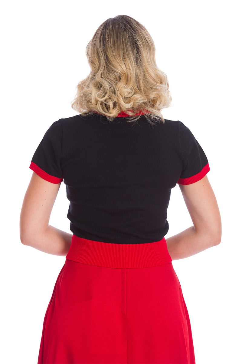 Banned Retro 1950's Strawberry Fields Ruby Black Knit Top