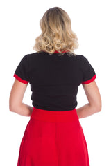 Banned Retro 1950's Strawberry Fields Ruby Black Knit Top