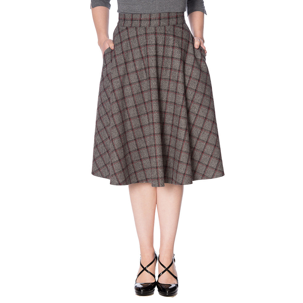 LADIES DAY CHECK SWING SKIRT