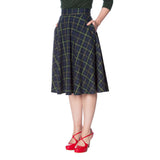 MRS CLAUS PLEATED CHECK SKIRT
