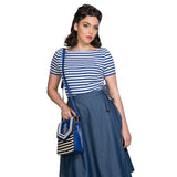 Banned Retro 1950's Stripe Nautical Boat Neck Vintage Dorothy Top