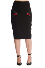 Banned Retro Cherry Jane Rockabilly Pencil Skirt Black