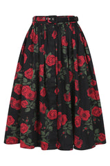 Banned Millie Rose Garden Circle Skirt - Retro Style Floral Swing Skirt with Belt
