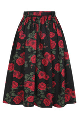 Banned Millie Rose Garden Circle Skirt - Retro Style Floral Swing Skirt with Belt