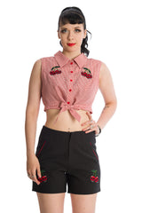Banned Retro Cherry Up Tie Crop Top Red