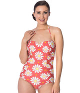 CRAZY DAISY HALTERNECK SWIMSUIT