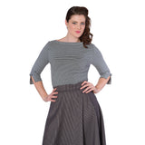 Banned Retro 1950's Simply Stripe Nautical Boat Neck Vintage Dorothy Top