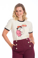 Banned Retro 70's Together We Can Didi Crew Neck Vintage T-Shirt Cream