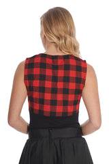 CHECK & CHERRY SKULL TOP
