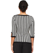 Banned Retro 1950's Izzy Houndstooth Knit Vintage Dorothy Top Black White