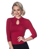 Emily Peek A Boo Mandarin Collar Top