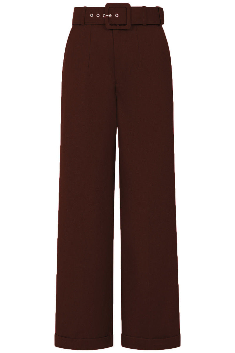 Banned Joanna 40s Wide Leg Trousers - Vintage Style Belted Comfort Pants