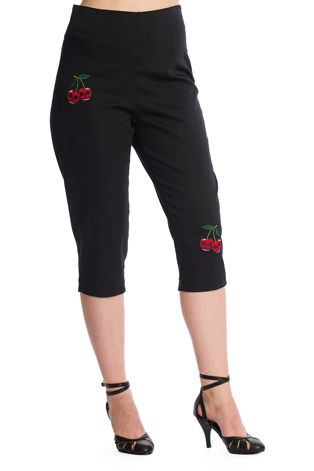 Banned Retro Sweet Revenge Cherry Skull Rockabilly Trousers