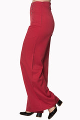 STAY AWHILE ANCHOR NAUTICAL WIDE LEG TROUSERS