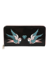 BANNED The Swallows Return Lacquer Wallet | Rockabilly Card Organizer-Black-One Size-EU