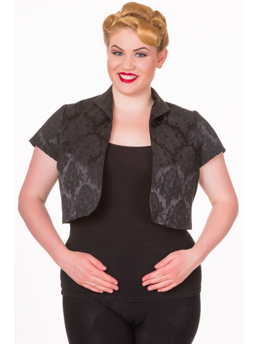 Banned Retro 1950's Off The Night Jacquard Bolero Black