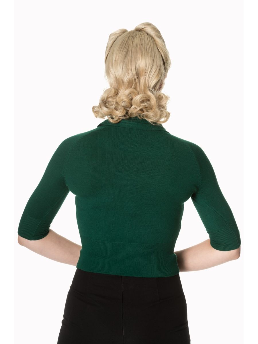 APRIL SHORT SLEEVE CARDIGAN-Dark Green