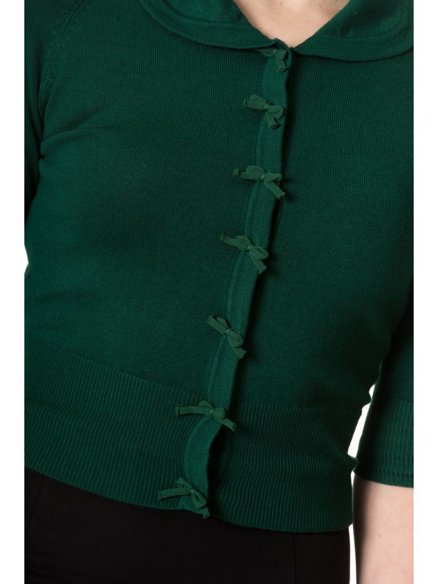 APRIL SHORT SLEEVE CARDIGAN-Dark Green