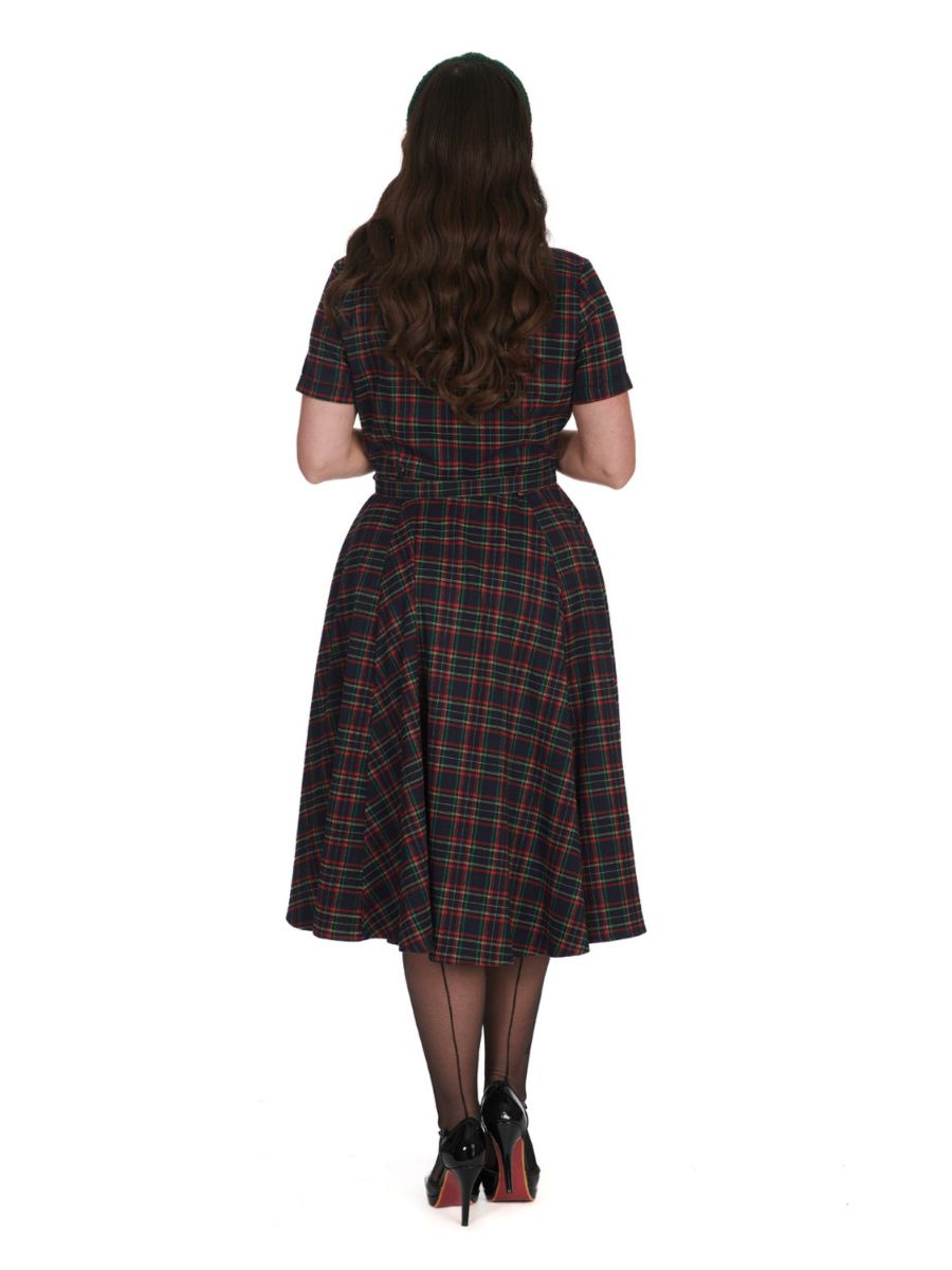 MERRY HOLIDAYS BUTTON COLLAR DRESS